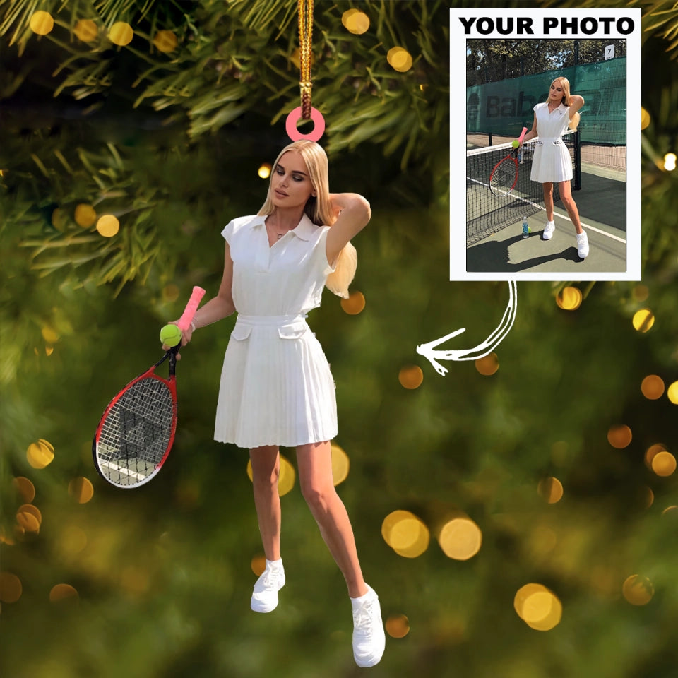 Personalized Tennis Player Upload Photo Christmas Ornament