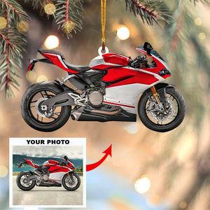 Personalized Motorcycle Upload Photo Christmas Ornament