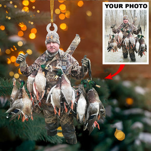 Personalized Hunting Upload Photo Christmas Ornament