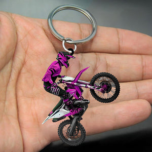 Personalized Motocross Biker Shaped Flat Acrylic Keychain