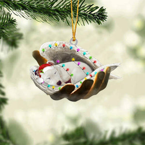 White Staffie_1 Sleeping Angel In God Hand Christmas Ornament