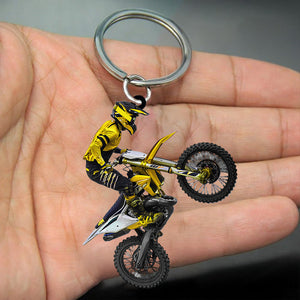 Personalized Motocross Biker Shaped Flat Acrylic Keychain