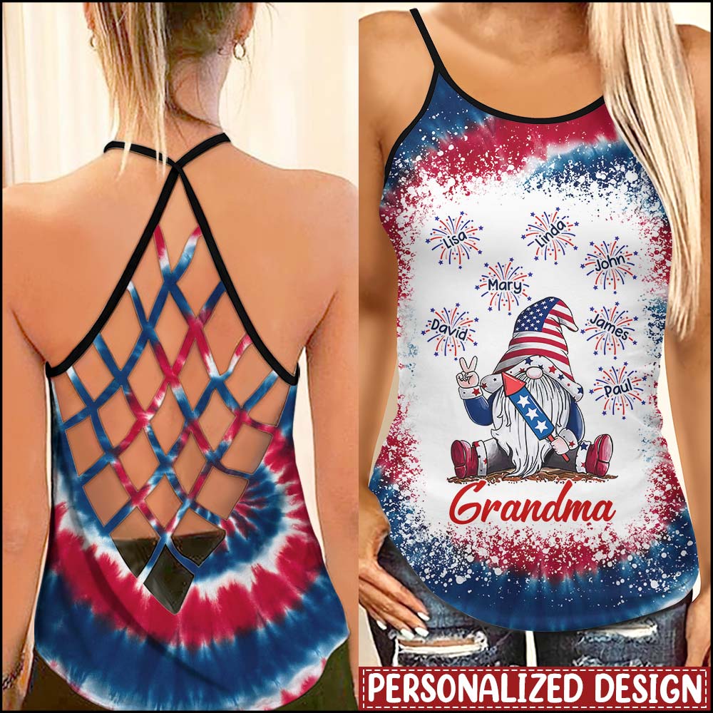 Grandma Firecracker Grandkids Independence Day Personalized Woman Cross Tank Top NTN30MAY23XT1