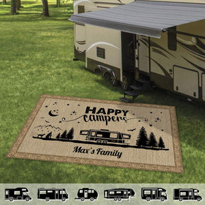 Happy Campers Camping Patio Rug, Patio Mat